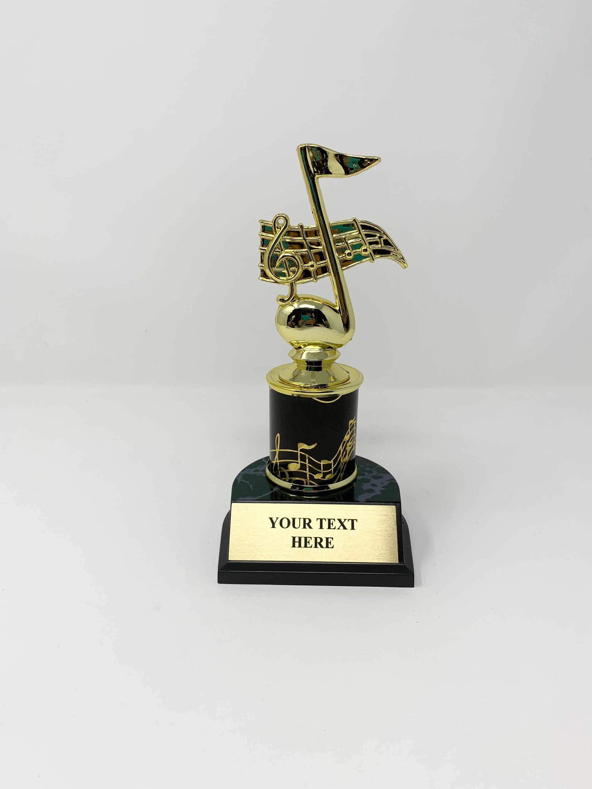 Music Note Trophy Column Trophy Music Note Trophy With 3 Lines of Custom Text, 7.5