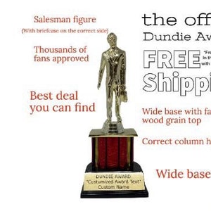 Trophy -The Dundie Award Customized. Dundie Award Trophy, The Office TV Show, Trophy, Free Personalized