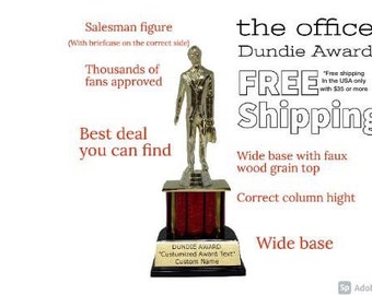 Trophy -The Dundie Award Customized. Dundie Award Trophy, The Office TV Show, Trophy, Free Personalized