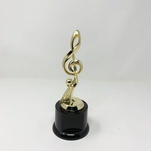 Trophy, Music note Trophy with up to 4 lines of custom text 8.5" Tall Music trophies Custom trophy.