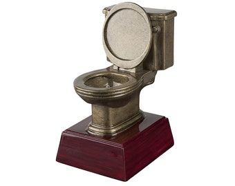 Trophée, or WC Bowl Loser Trophy Potty Training Award Last Place Prize - 6 Inch Tall - Plaque de texte personnalisée