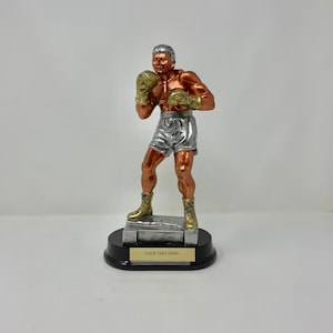 Boxer, Boxing Award Trophy Large Size 12 1/2&quot; Tall Colorized Resin Sculpture