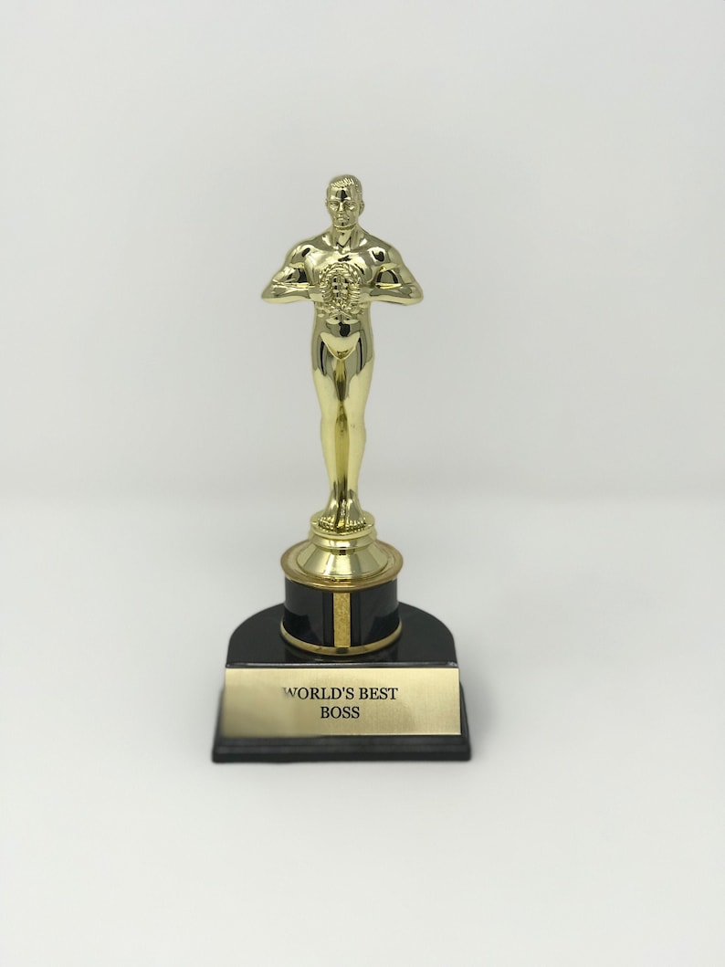Office Christmas Party Secret Santa Award Trophies World/'s Best Boss Corporate Award Trophy Personalized Icon Style Oscars Award