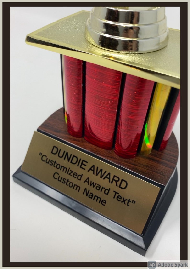 Trophy The Dundie Award Customized. Dundie Award Trophy, The Office TV Show, Trophy, Free Personalized image 3