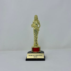 World&#39;s Greatest Mom Beauty Queen award Trophy, 8.5&quot; Tall Beauty Pageant