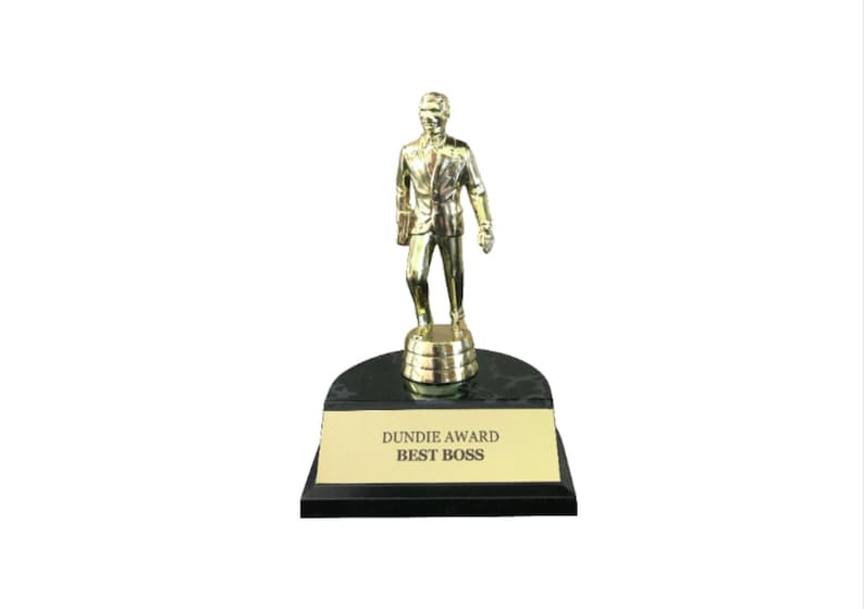 Trophée du meilleur patron Dundie Award The Office TV Show Michael Scott Dunder Mifflin Paper Company Idée cadeau Fan Prop Extra Long 9 3/4 H. image 1