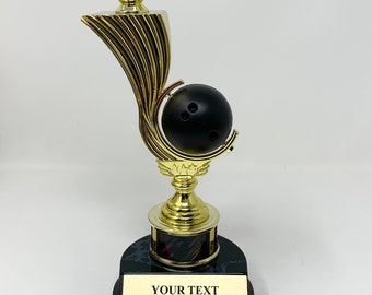 Bowling Award Trophy, Bowling Tournament 9.5" Tall with soft spinning ball.