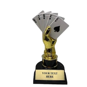 Black Jack, Texas Hold'em Poker Trophy Kaarten Toernooi Vegas Awards Gratis maatwerk Las Vegas