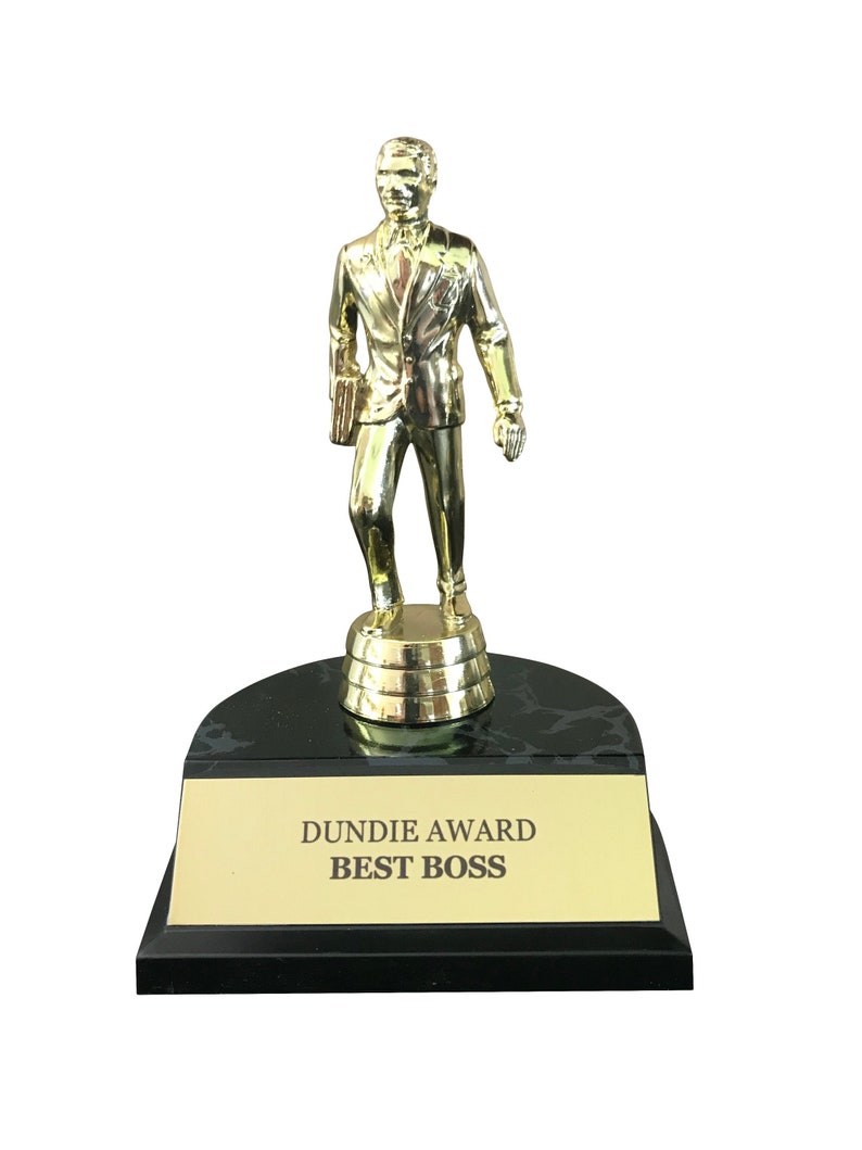 Trophée du meilleur patron Dundie Award The Office TV Show Michael Scott Dunder Mifflin Paper Company Idée cadeau Fan Prop Extra Long 9 3/4 H. image 2