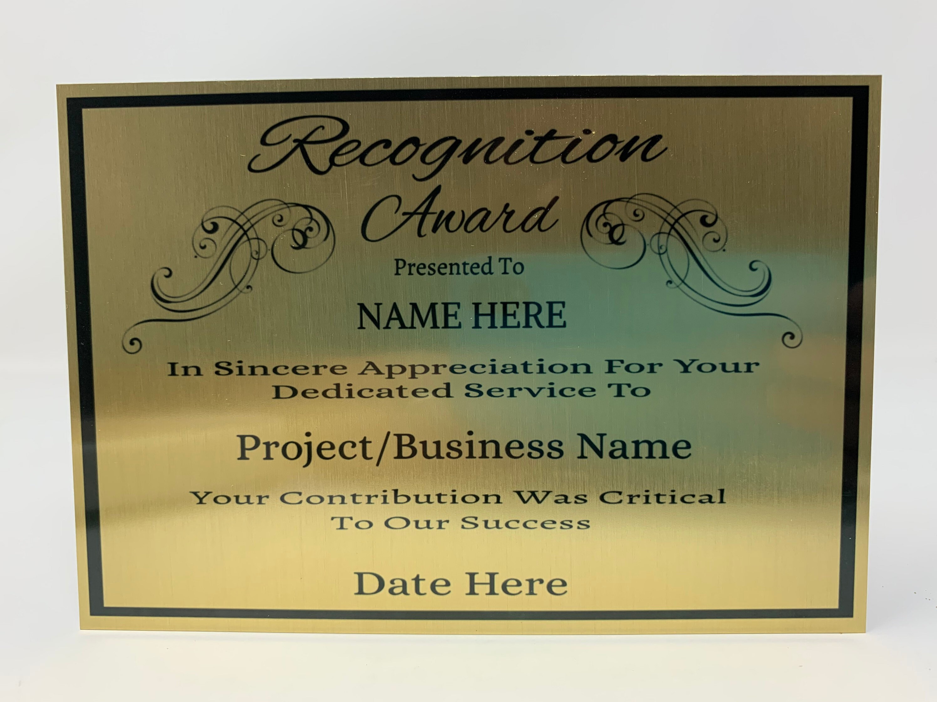 Plaque Customized Recognition Freestanding 8x7x4 Plaque, Plate is 7x5 ...