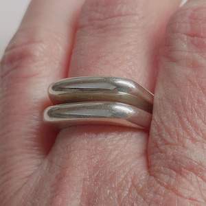 Vintage silver split double band ring