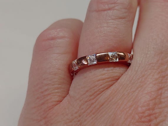 Rose Gold Plated Sterling Silver CZ Eternity Ring… - image 4