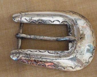 Vintage Southwestern Handmade Navajo Belt buckle, Sterling Silver 1 inch Belt