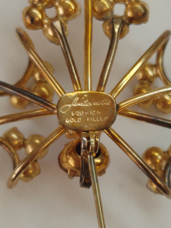 Vintage Antoinette gold filled rhinestone brooch - image 8