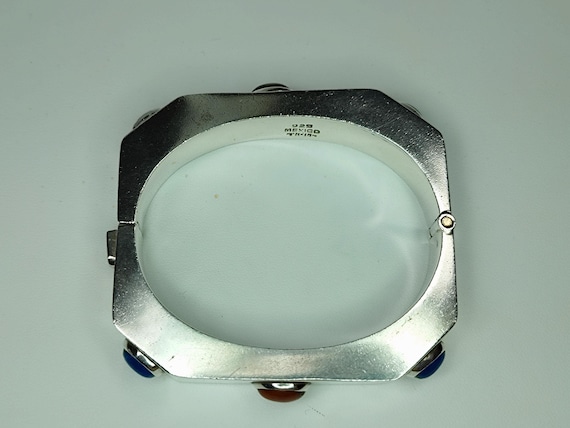 Angular Sterling Silver Gemstone Hinged Bracelet,… - image 11