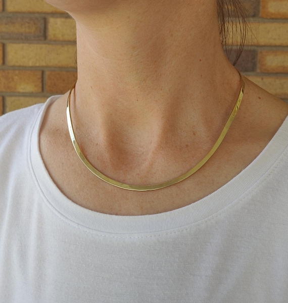 Gold Toned Choker Cuff Necklace in Sterling Silver