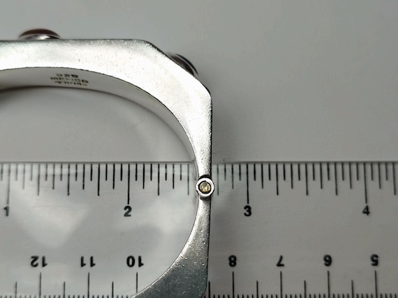 Angular Sterling Silver Gemstone Hinged Bracelet,… - image 17