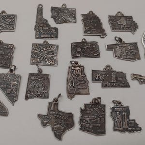 Silver collectible state charms