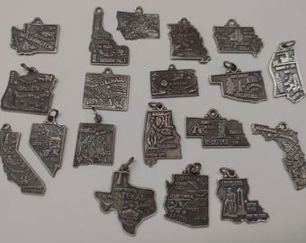 Collectible State Charms Vintage Sterling Silver