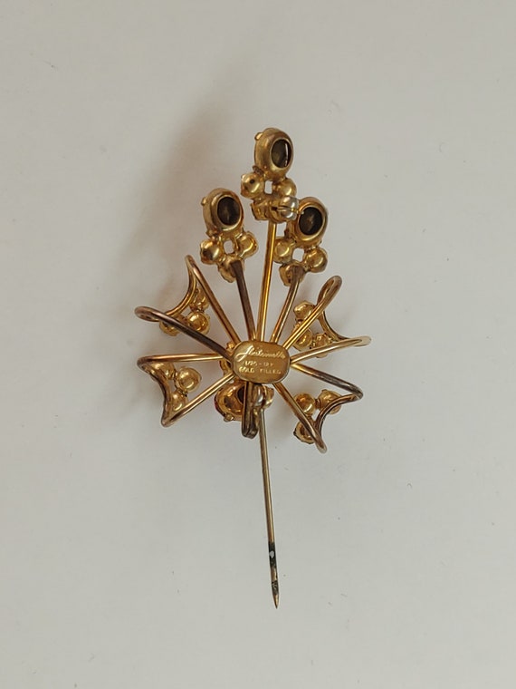 Vintage Antoinette gold filled rhinestone brooch - image 7
