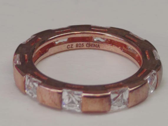 Rose Gold Plated Sterling Silver CZ Eternity Ring… - image 2