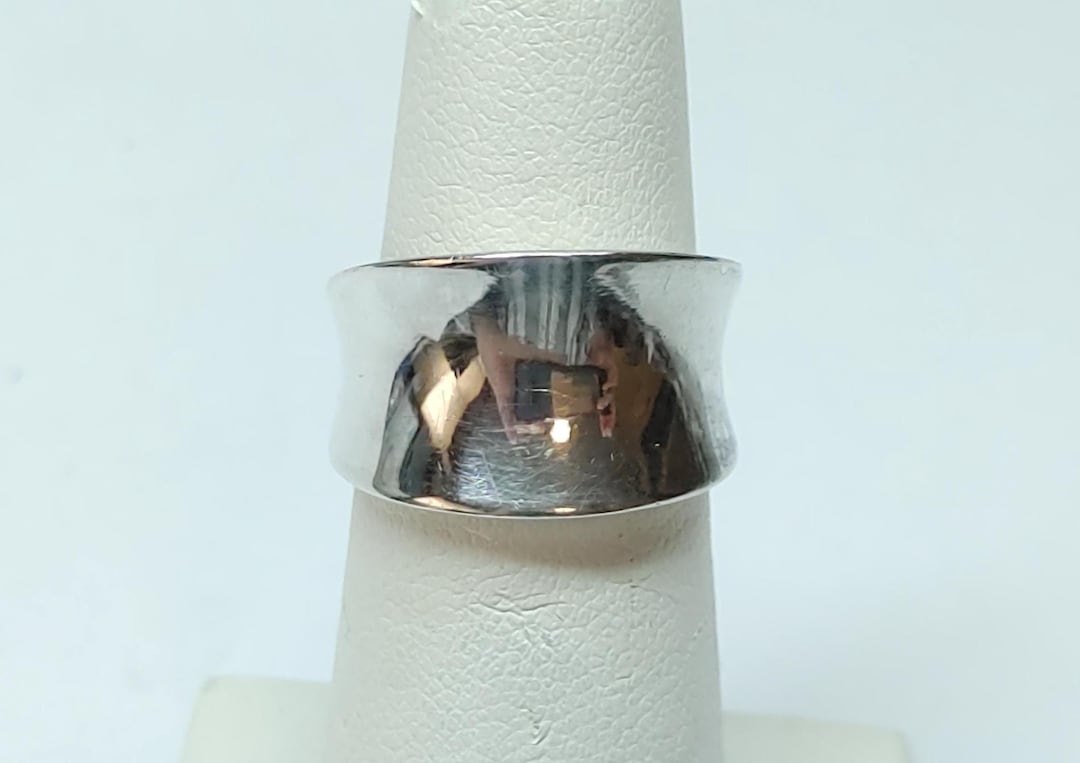 Vintage Concave Sterling Silver Ring Size 5 3/4 - Etsy