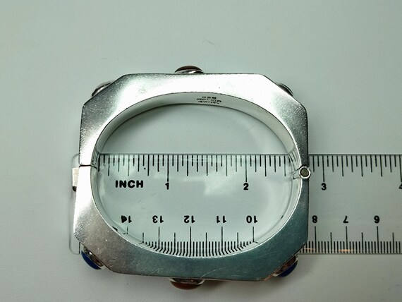 Angular Sterling Silver Gemstone Hinged Bracelet,… - image 18