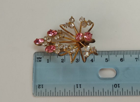 Vintage Antoinette gold filled rhinestone brooch - image 3