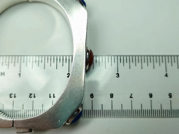 Angular Sterling Silver Gemstone Hinged Bracelet,… - image 19