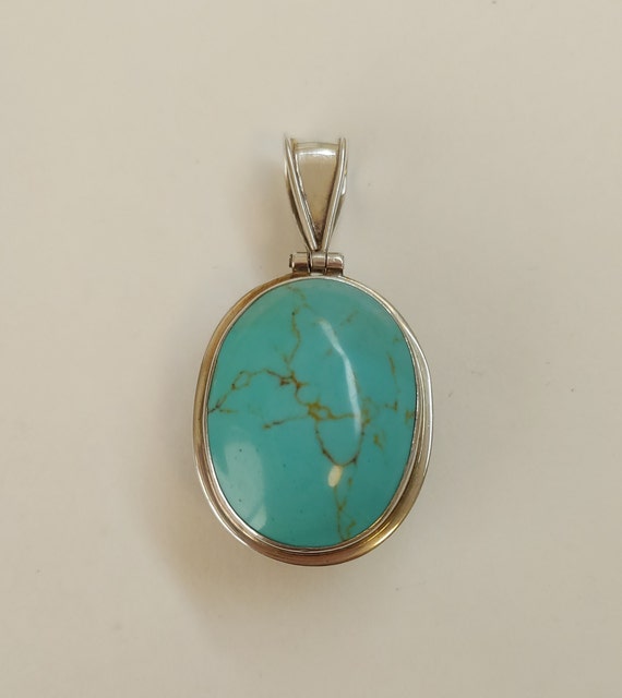 Vintage 2 sided pendant dyed Magnesite and Onyx i… - image 1