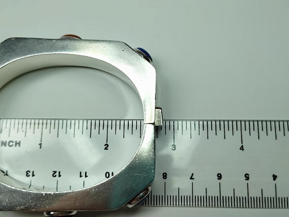 Angular Sterling Silver Gemstone Hinged Bracelet,… - image 20