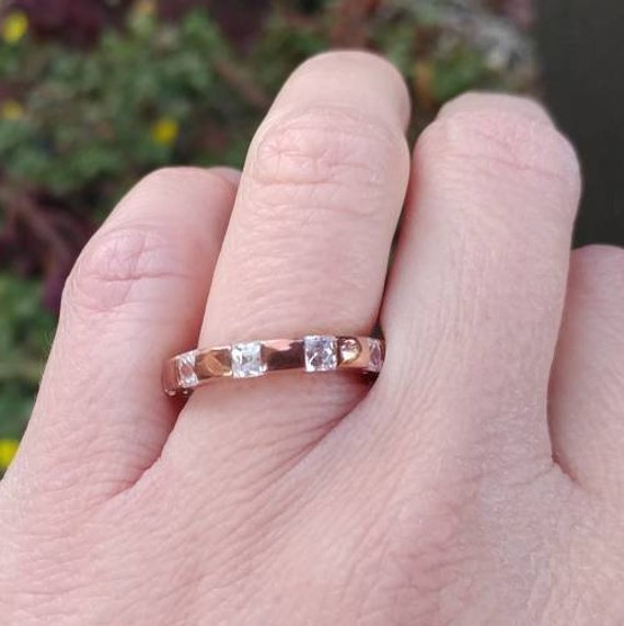 Rose Gold Plated Sterling Silver CZ Eternity Ring… - image 5
