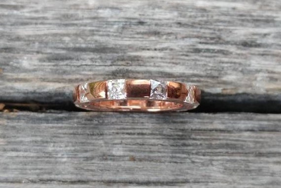 Rose Gold Plated Sterling Silver CZ Eternity Ring… - image 8