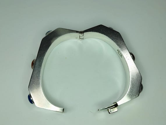 Angular Sterling Silver Gemstone Hinged Bracelet,… - image 12