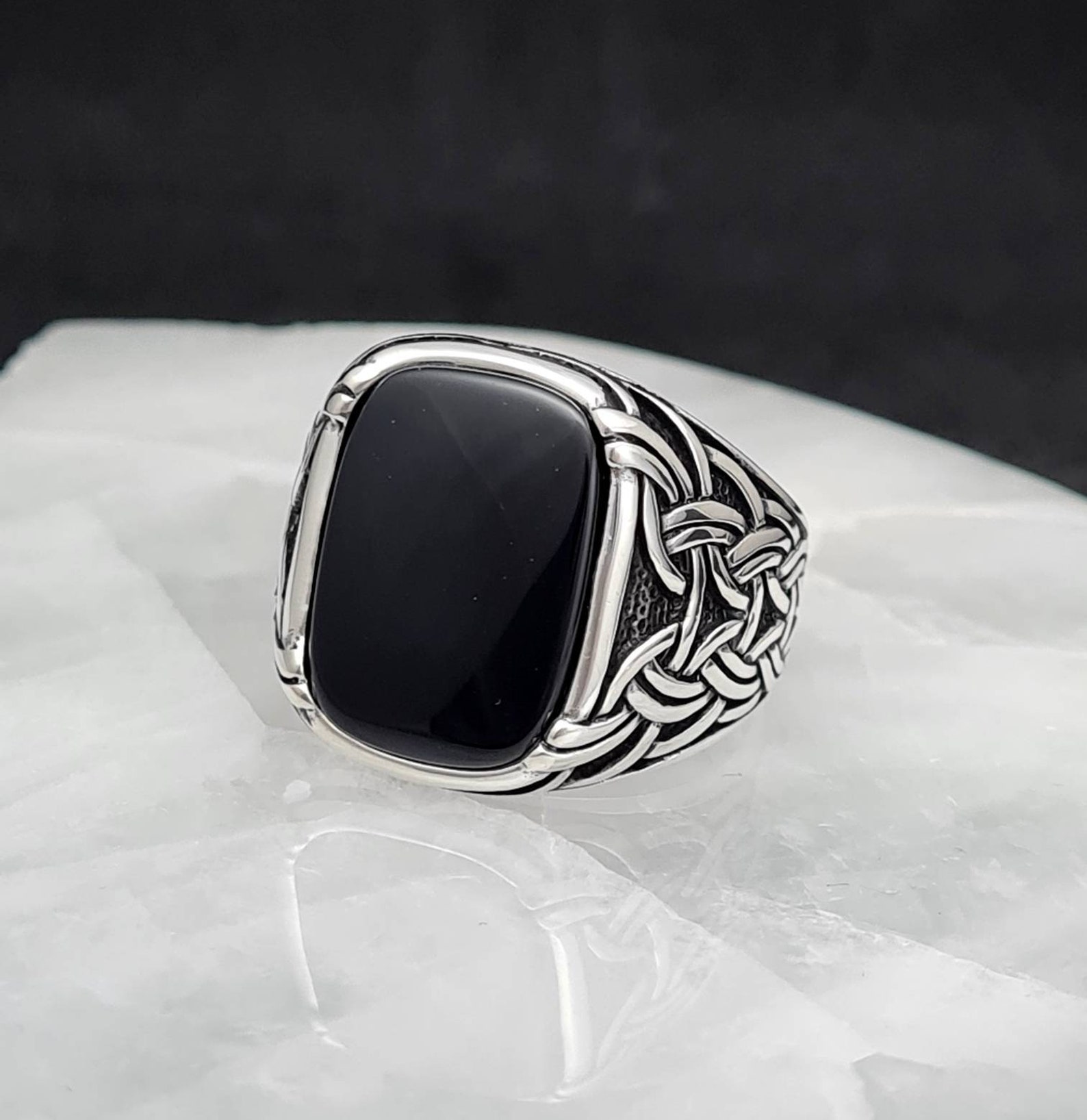 Black Onyx Men's RingHandmade 925K Sterling Silver Mens | Etsy