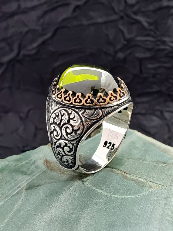 Peridot stone store men's ring