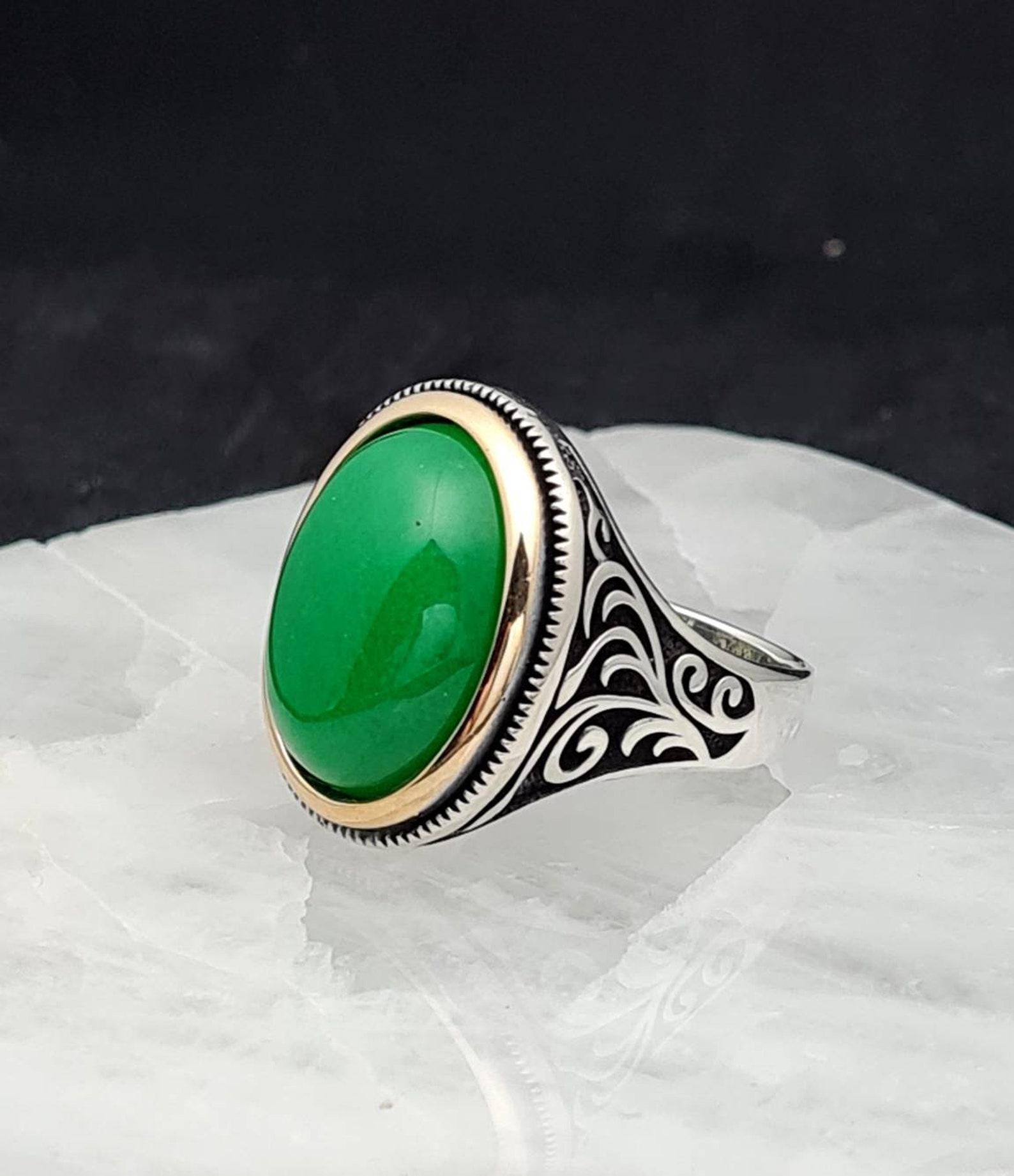 Jade Men's Ringhandmade 925K Sterling Silver Men Ring Etsy UK