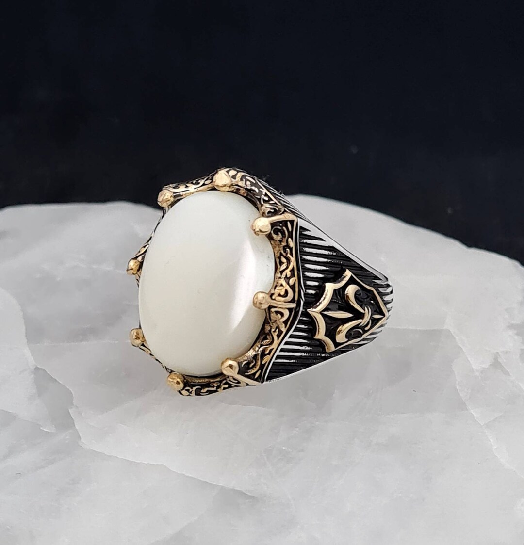 Natural Pearl Ring,925 Sterling Silver,Astrological Ring For Beloved Men &  Woman - Walmart.com