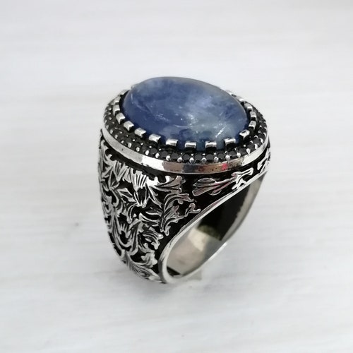 Kyanite Men's Ring,Handmade 925K Sterling Silver Mens Ring shops With Natural Kyanite Stone,Kyanite Man Ring