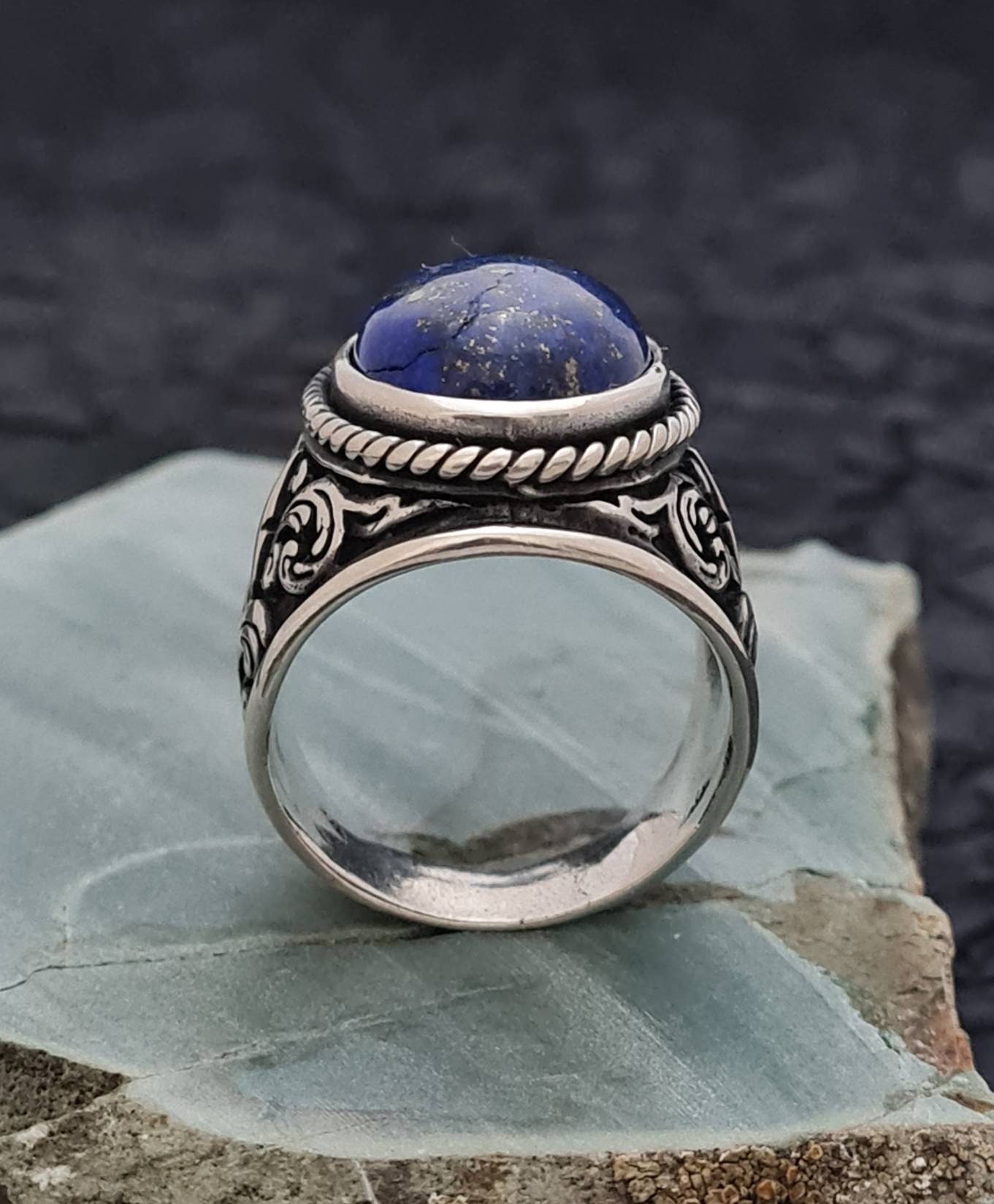 Lapis Lazuli Ring, Hippie Ring, Gold Overlay Men Rings, Lapis Men's Ring,  Men Gemstone Ring, Signet Rings, Vintage Men Ring, Everyday Ring - Etsy