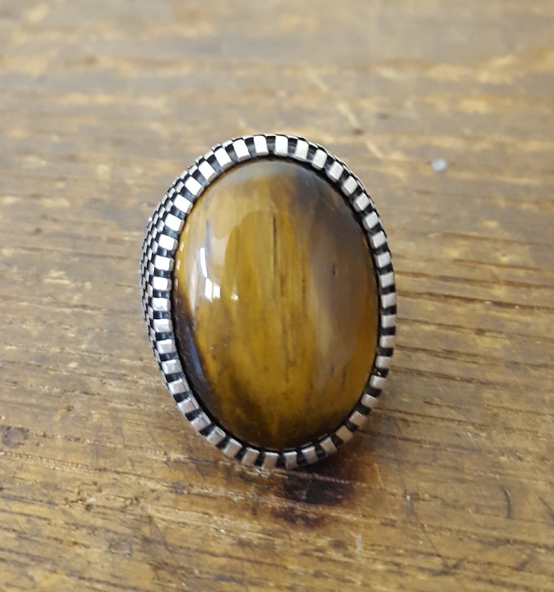 Beautiful Handcrafted 925K Solid Sterling Silver Tiger Eye Stone Men/'s Ring DHL Free Shipping