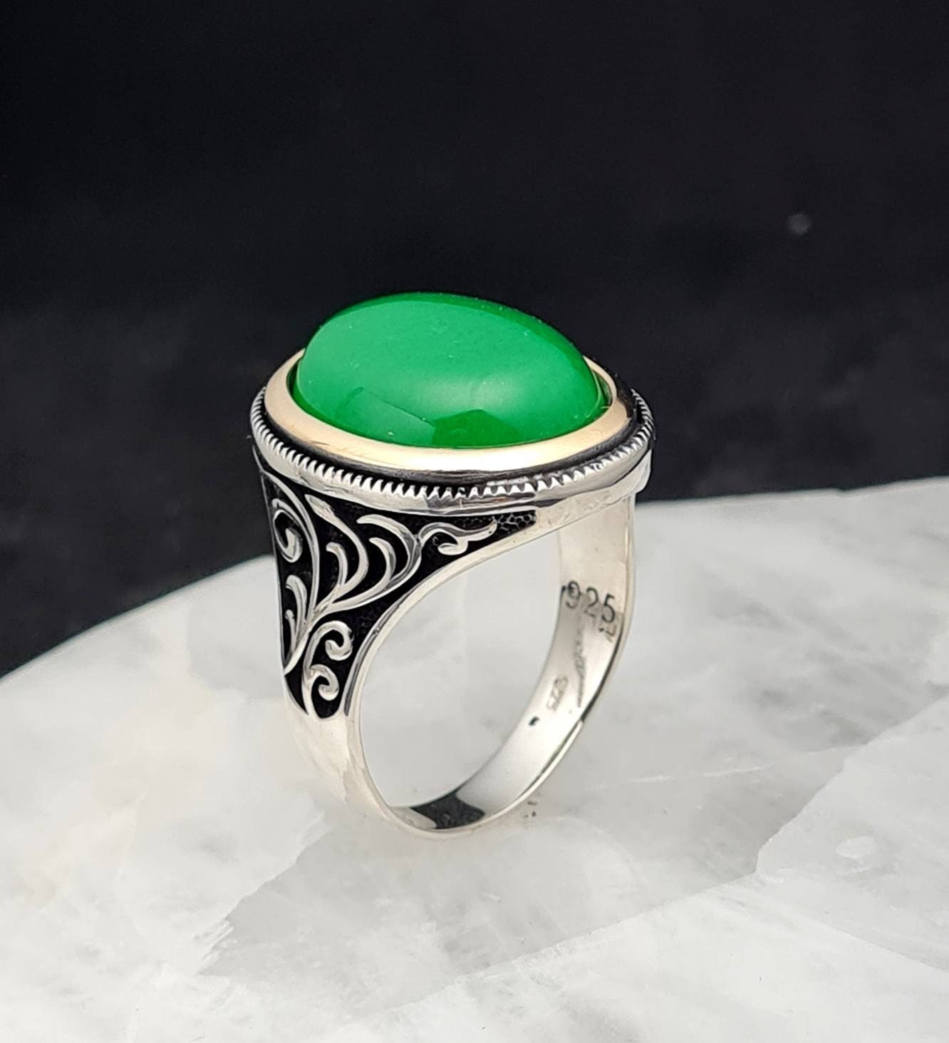 Jade Men's Ringhandmade 925K Sterling Silver Men Ring Etsy UK