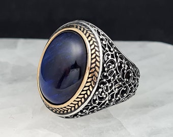 Blue Tiger Eye Ring - Etsy