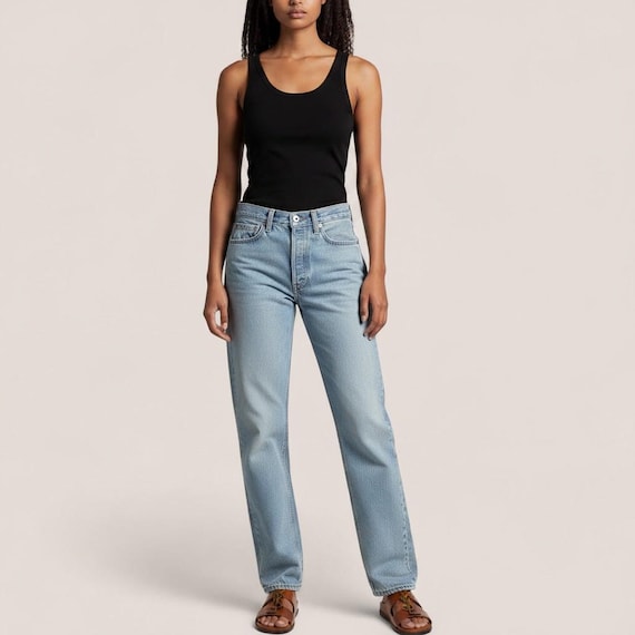 Custom Vintage Levis 501 Button Fly Jeans: Faded  Light wash