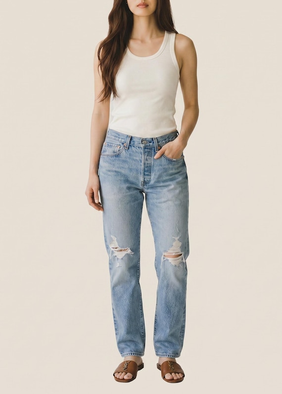 Vintage Levi's 501 Jeans Size 29 30 Faded with whiskering