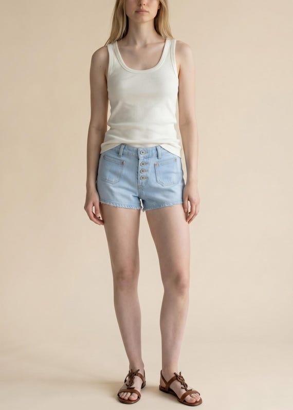 Size 24 25 Vintage Button Front Guess Booty Cheeky Shorts | Item No. 456