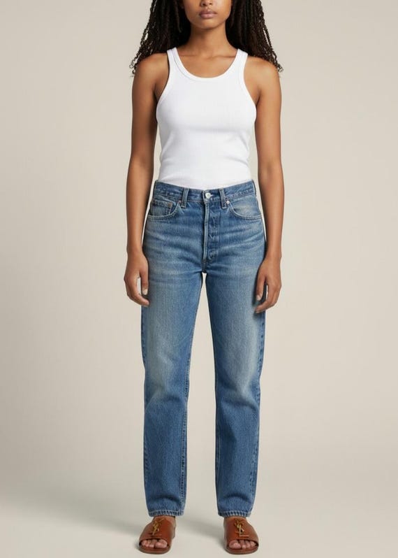 Vintage 1984 Levis 501 Button Fly Jeans Size 28 Faded with Whiskering