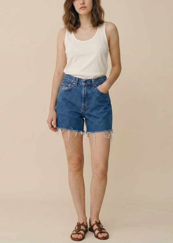 Vintage Levi's 512 Cut-Off Denim Shorts – Deep Blue, 100% Cotton Made in USA