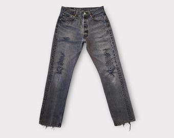鬼フェード◎ Levi's 501 Faded Denim Pants グランジ LEVI'S 501 Faded Wrinkled GRAY Button Fly Denim JEANS