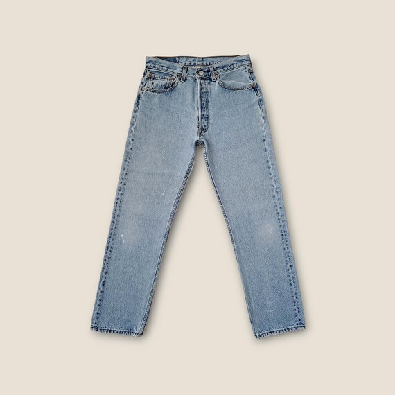 Vintage Levis 501 Jeans Size 28 29 Tag size 31x30 in Faded Medium Light Blue Wash